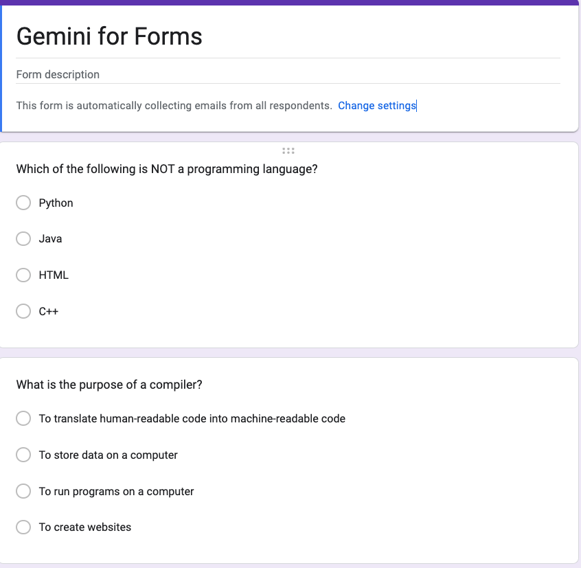 Gemini form